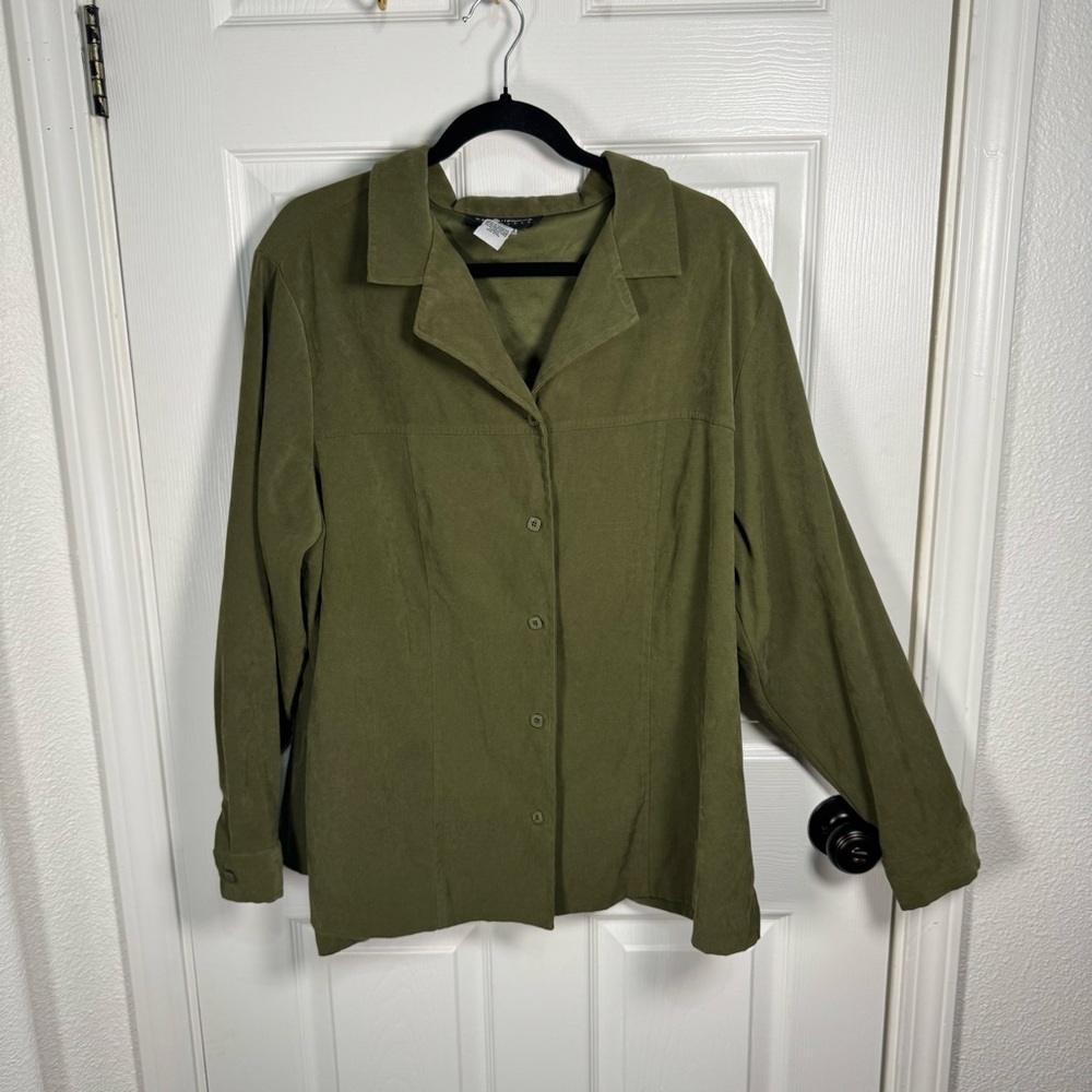 Sag Harbor Forest Green Button Down‎ Blouse